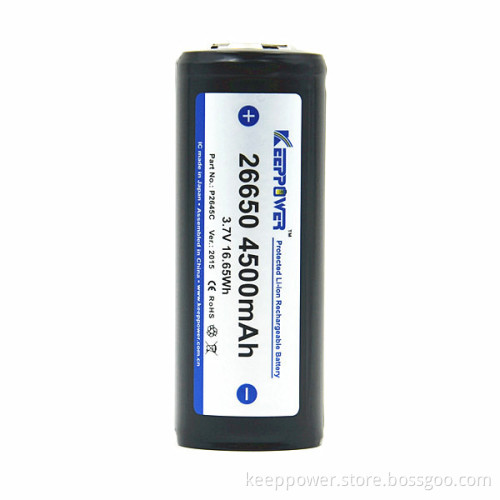 KeepPower 3.7v 4500mAh P2645C rechargeable battery 26650 li-ion batteries